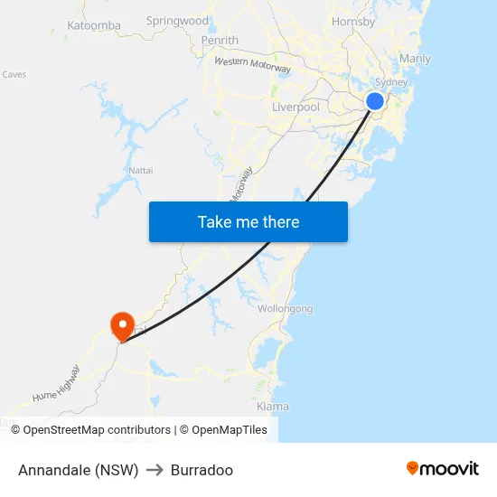 Annandale (NSW) to Burradoo map