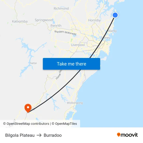 Bilgola Plateau to Burradoo map