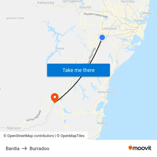 Bardia to Burradoo map