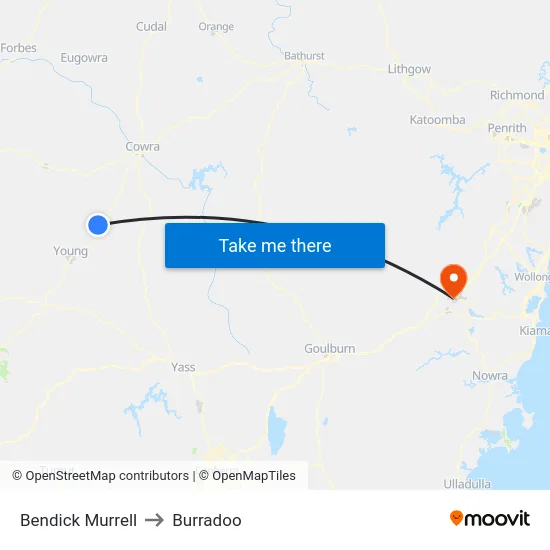 Bendick Murrell to Burradoo map