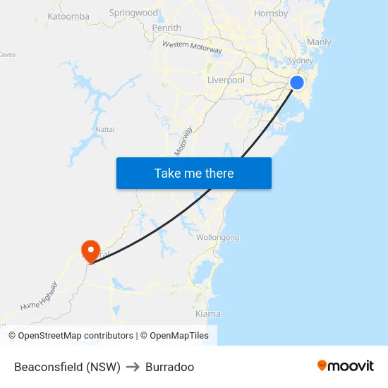 Beaconsfield (NSW) to Burradoo map