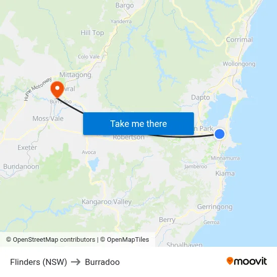 Flinders (NSW) to Burradoo map