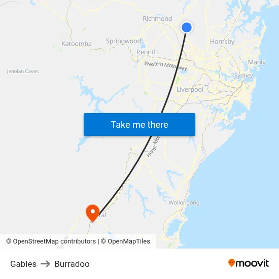 Gables to Burradoo map