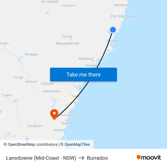 Lansdowne (Mid-Coast - NSW) to Burradoo map