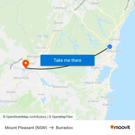Mount Pleasant (NSW) to Burradoo map