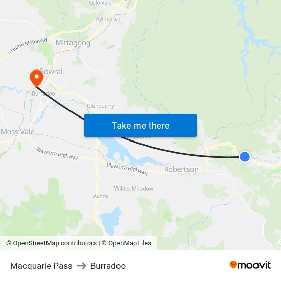 Macquarie Pass to Burradoo map