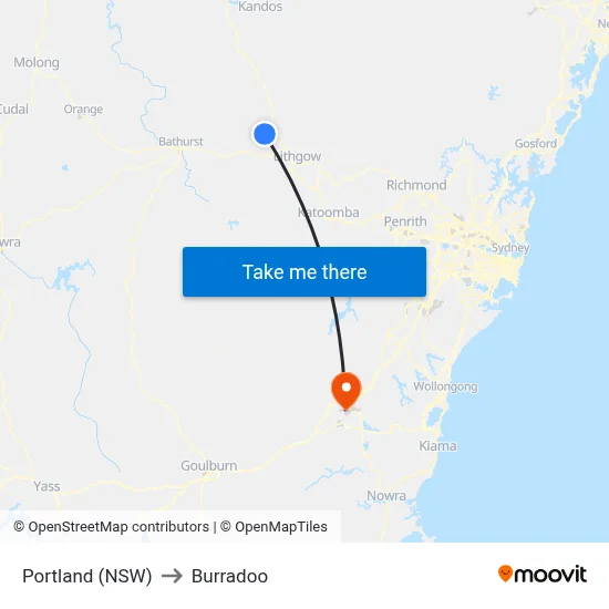 Portland (NSW) to Burradoo map