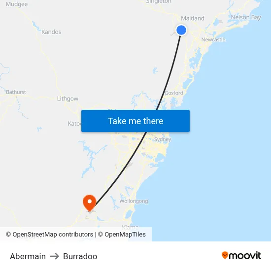 Abermain to Burradoo map