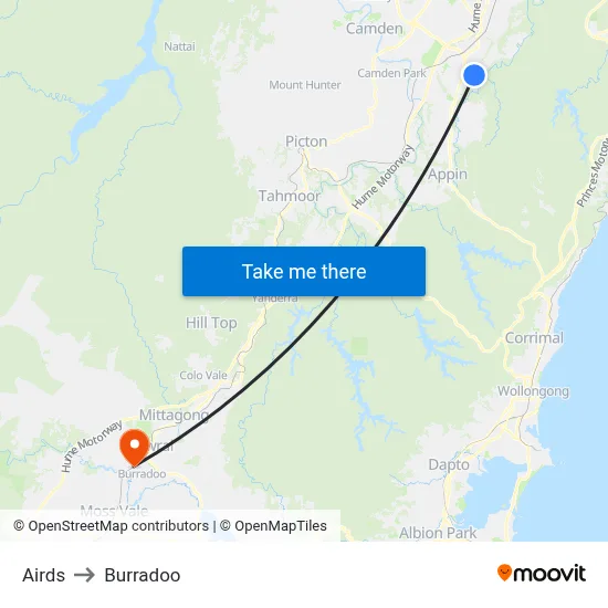 Airds to Burradoo map