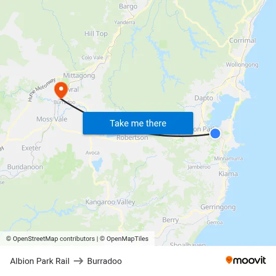 Albion Park Rail to Burradoo map