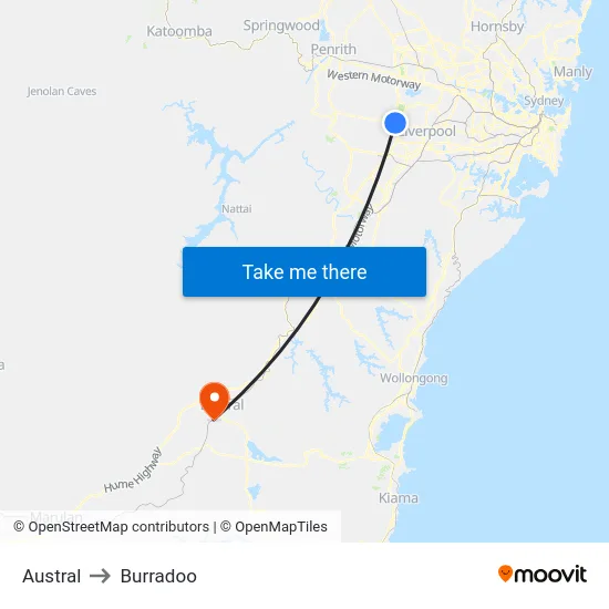 Austral to Burradoo map