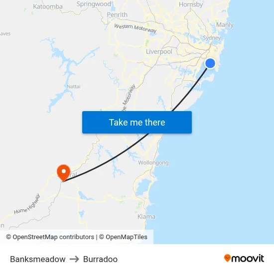 Banksmeadow to Burradoo map