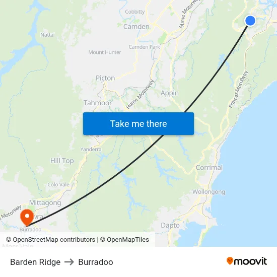 Barden Ridge to Burradoo map