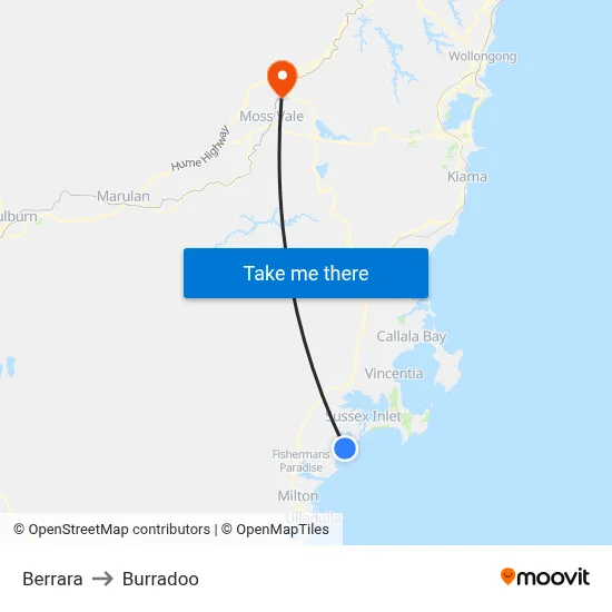 Berrara to Burradoo map
