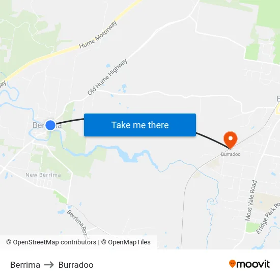 Berrima to Burradoo map