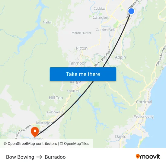 Bow Bowing to Burradoo map