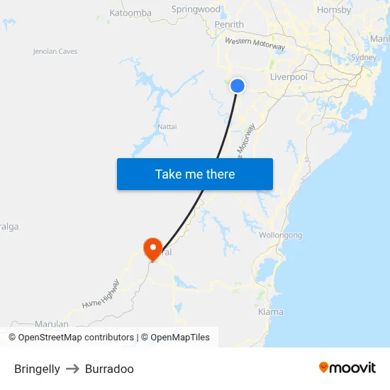 Bringelly to Burradoo map