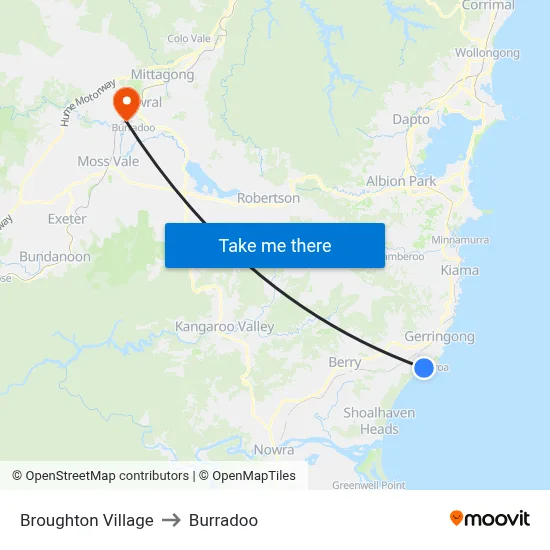 Broughton Village to Burradoo map