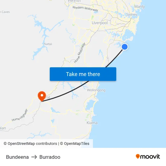 Bundeena to Burradoo map
