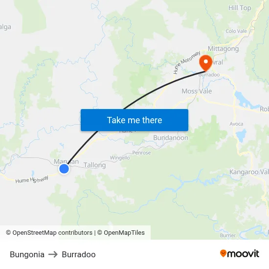 Bungonia to Burradoo map