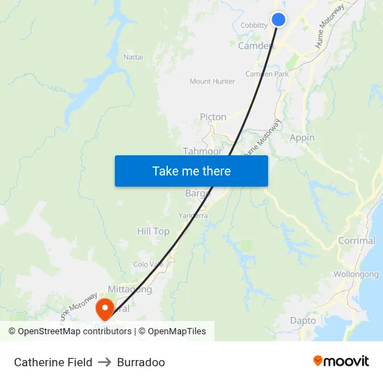Catherine Field to Burradoo map