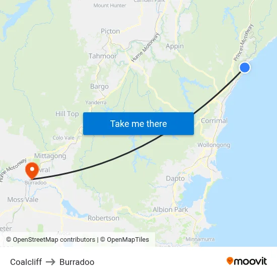 Coalcliff to Burradoo map
