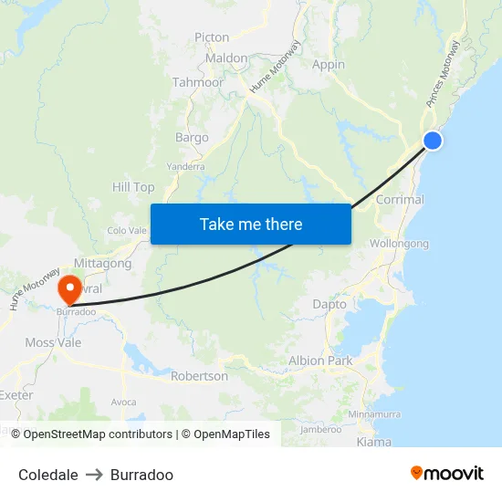Coledale to Burradoo map