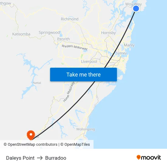 Daleys Point to Burradoo map