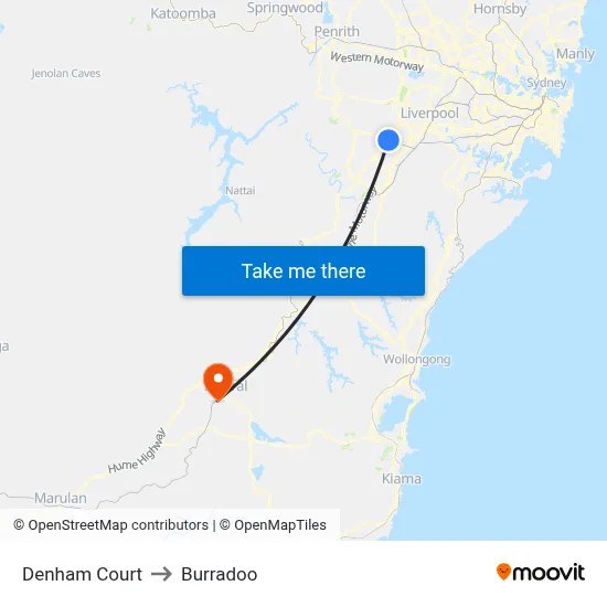 Denham Court to Burradoo map