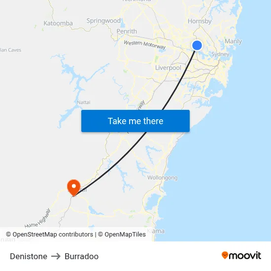 Denistone to Burradoo map