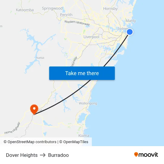 Dover Heights to Burradoo map