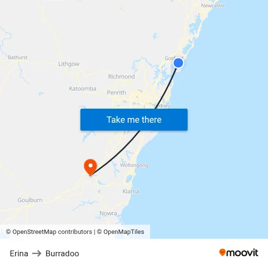 Erina to Burradoo map
