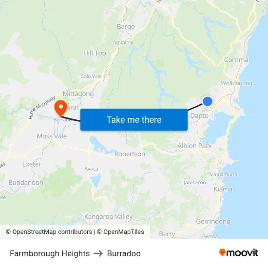 Farmborough Heights to Burradoo map