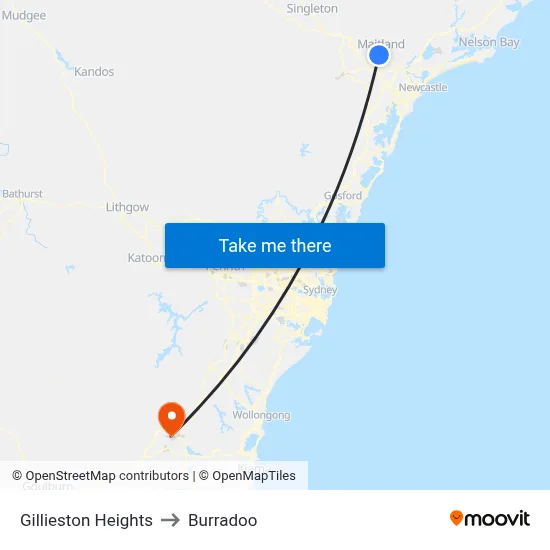 Gillieston Heights to Burradoo map