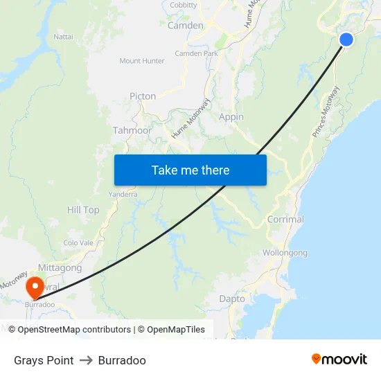 Grays Point to Burradoo map