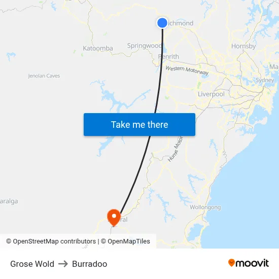Grose Wold to Burradoo map