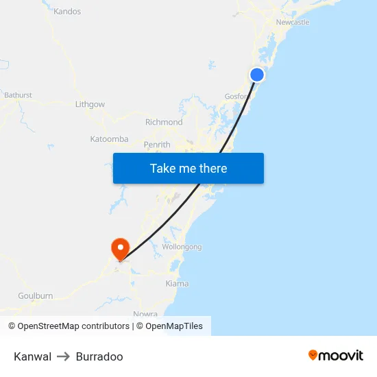 Kanwal to Burradoo map