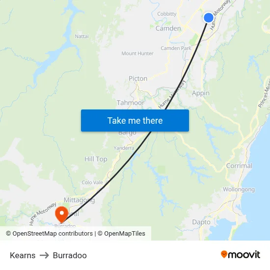 Kearns to Burradoo map