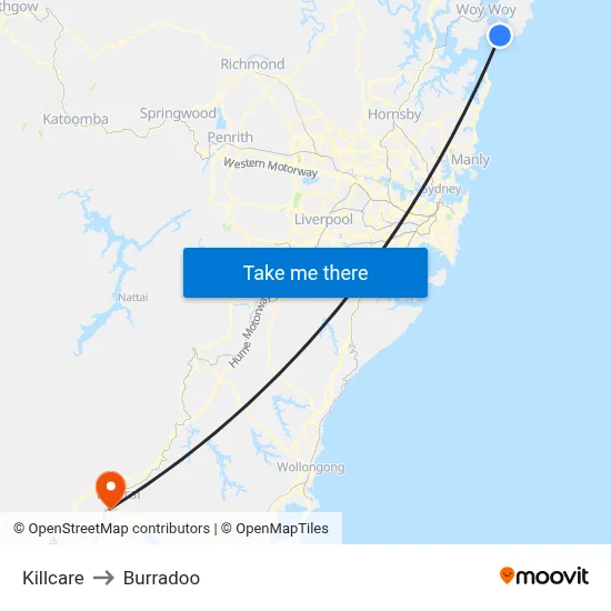 Killcare to Burradoo map