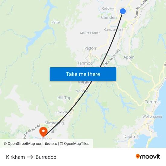 Kirkham to Burradoo map