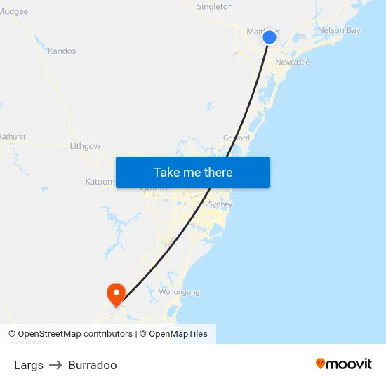 Largs to Burradoo map