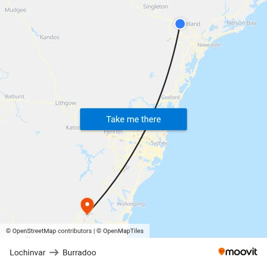 Lochinvar to Burradoo map