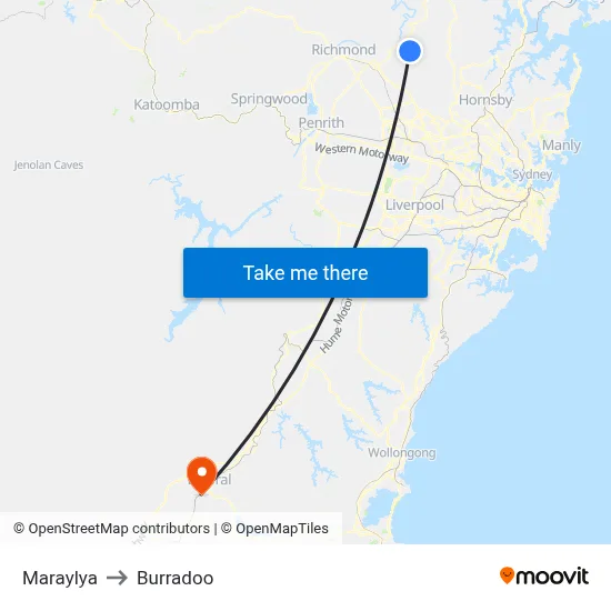 Maraylya to Burradoo map