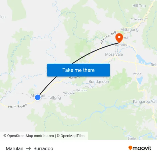 Marulan to Burradoo map