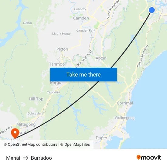 Menai to Burradoo map