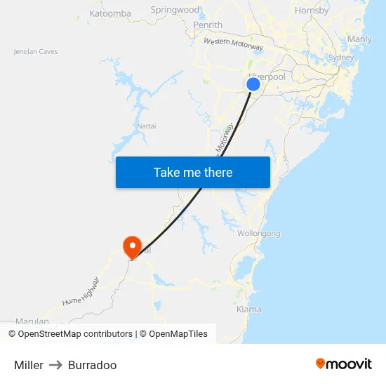 Miller to Burradoo map