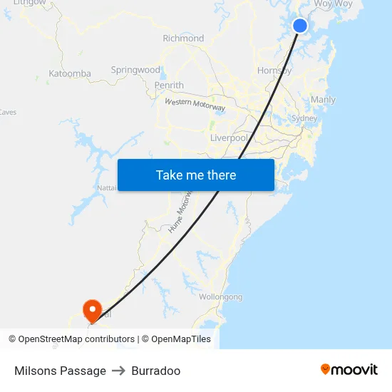 Milsons Passage to Burradoo map