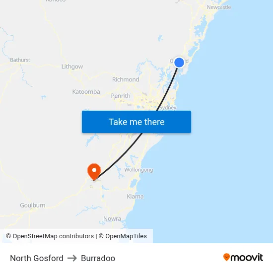 North Gosford to Burradoo map