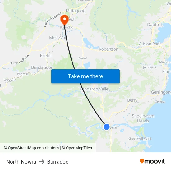 North Nowra to Burradoo map