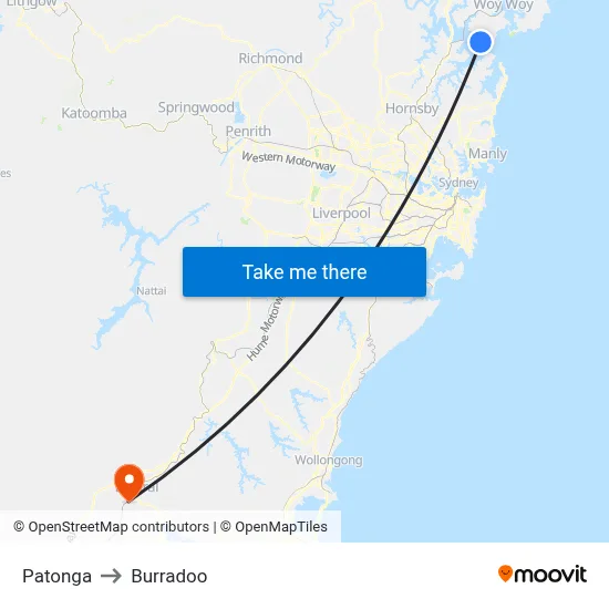 Patonga to Burradoo map